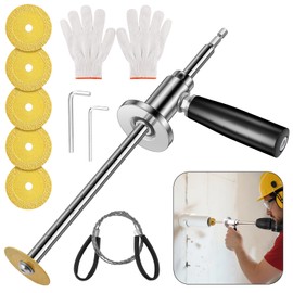 Inside Pipe Cutter for Pvc Pipe, Cutter Tool Set with Scale Adjustable Depth Gauge, 5PCS Blades, Hex Shank, Internal PVC Pipe Cutter with Diamond Grit Cutting Wheel for Plastic ABS, Exhaust PVC Pipes