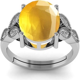 LMDPRAJAPATIS 5.00 Carat Yellow Sapphire Oval Shape Gemstone Engagement Ring For Women 925 Sterling Silver