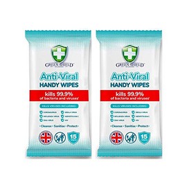 GreenShield Anti-Viral Handy Wipes 15's Kills 99.9% of Bacteria (2 Pack)