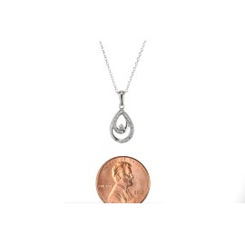Jewelryland 925 Sterling Silver Genuine Diamond Double Teardrop Pendant Necklace