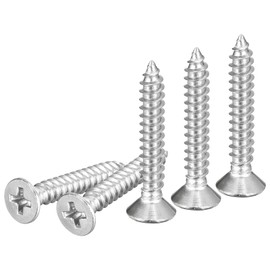 DTGN 50Pcs #8x1" Flat Head Wood Screws, 304 Stainless Steel Phillips Self Tapping Screws - Good for Woodworking, Furniture - Silver