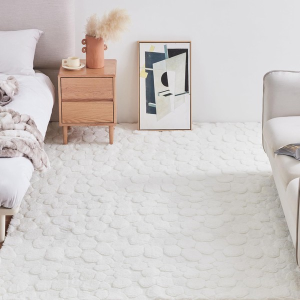 COOVA Elegant 6x9 Faux Jacquard Rabbit Fur Area Rug -