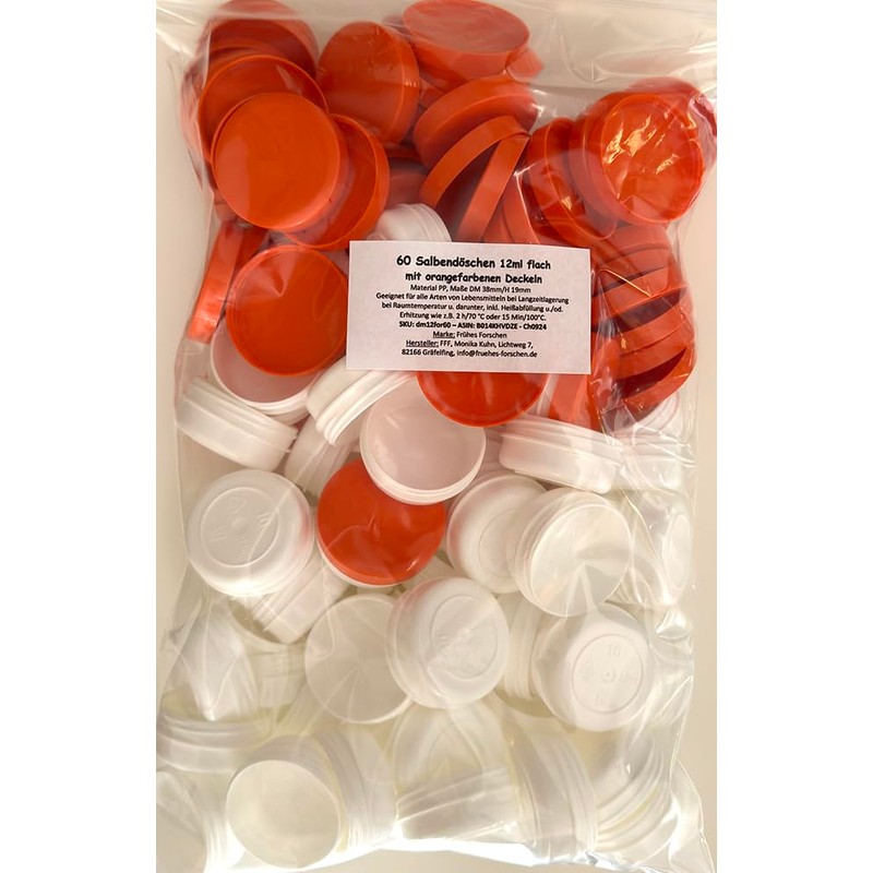 60 ointment containers, cream containers, flat ointment jar, 12 ml