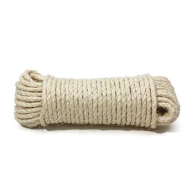 YALAVA 1/4 Inch Natural Sisal Rope for Cat Scratching Posts, 50FT Abrasion Resistance Rope, Multipurpose for Cat Tree Repair, DIY Projects, Furniture Wrapping, Indoor/Outdoor Use (Beige)