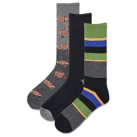 Hot Sox Men's Fun Animal Series Cushion Crew Socks-3 Pair Pack-Cool & Funny Novelty Gifts, Turtles (Charcoal Heather), : 6-12