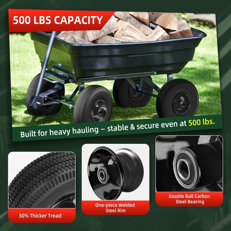 USCaster 4.10/3.50-4 Tire and Wheel Flat Free,10-Inch Solid Wheel Replacement