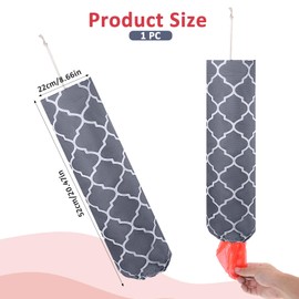 Wanmu Plastic Bag Holder, Wall Mount Adjustable Grocery Bag Holders, Trash Bag Organizer, Large Reusable Shopping Dispenser for Groceries Store, Home Kitchen Travelling 20.5x9 (Grey Lantern)