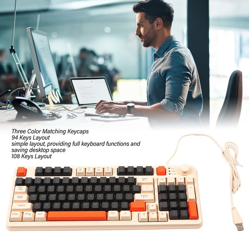 Gaming Keyboard USB 94 Keys LED Backlit Ergonomic Fodable Feet
