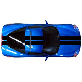 Clausen's World 9" Double Center Vinyl Racing Stripes, Fits Chevy Corvette C6 Stingray, Black