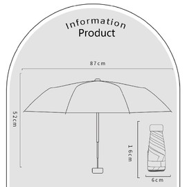 Kiuiom Mini Pocket Umbrella, Windproof, Foldable Compact Travel Umbrella, Small UV Umbrella with 6 Ribs, Pocket Umbrella for Men, Women, Teenagers for Sunny and Rainy Days, NO