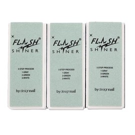 Flash Shiner® Block – 3-Way Nail Buffer (Gray/Black, Green & White) – Pack of 3 – Professional Nail Buffer for Natural Shine – Smooths, Conditions & Polishes – Manicure Tool for Home or Salon Use