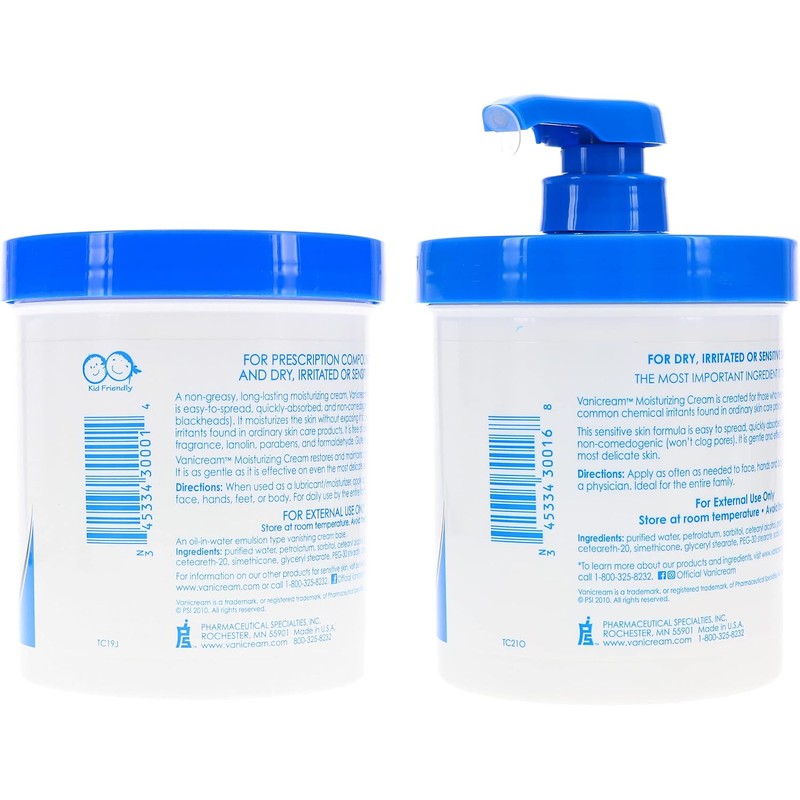 Vanicream Moisturizing Skin Cream with Pump Dispenser Plus Bonus Jar