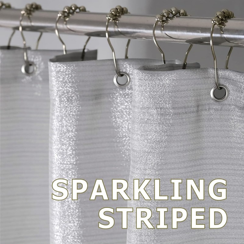 Silver Grey Sparkle Shower Curtain: Modern Luxury Elegant Light Gray