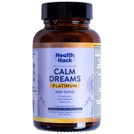 Health Hack Calm Dreams Platinum | Glicinato de Magnesio, GABA, 5HTP, L-Teanina, NAD, Reishi, Bacopa y Ginseng Coreano | Relajación Nocturna sin Melatonina | 60 Cápsulas | Vegano y Natural