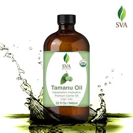 SVA ORGANICS SVA Tamanu Seed Oil Organic - 32 Fl Oz C 100% Natural Cold Pressed Tamanu Oil - for Face, Skin Care, Hair Care, Scalp Massage & Body Massage C Carrier Oil