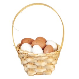 Melody Jane Dolls House Eggs in Wicker Shopping Basket Woven Miniature Shop Market Accessory