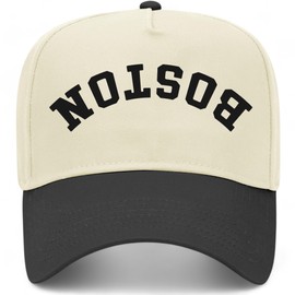 Boston Upside Down Reversed Vintage Trucker Hat | Premium Snapback Baseball Hat for Men & Women (US, Alpha, One Size, Black/Natural)