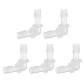 PATIKIL 2/5" Hose Barb 90 Degree Elbow L Fitting, 5 Pack Plastic Equal Barbed Joint Splicer Mender Union Coupler Adapter 1.7 Inch for Gas Liquid Air Line Tubing Pipe