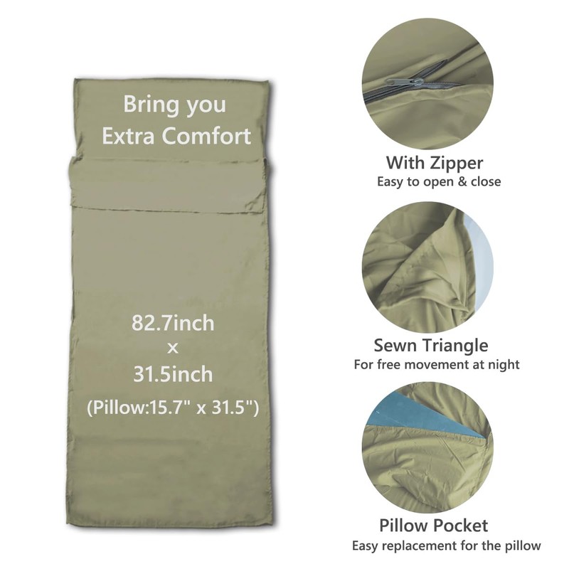 JIVELER Lightweight Inner Shruff, Zipper, Sleeping Bag Included, Storage Bag,