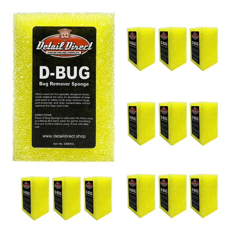Detail Direct D-Bug Scrubber Sponge for Car Detailing, Yellow (12
