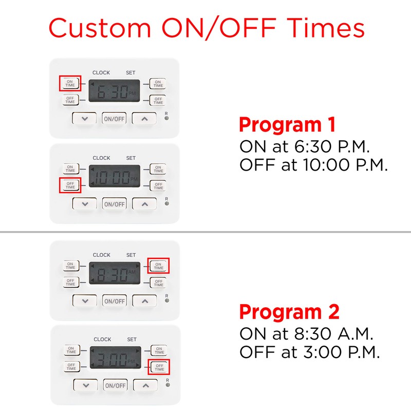 UltraPro 24hr Digital Bar Outlet Plug Timer, 1-Polarized, 2 Programmable