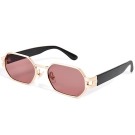 ZESAKER Retro Rectangle Sunglasses for Women 90s Vintage Classic Small Square Frame Sun Glasses UV400 Protection Trendy Y2K Glasses Shades for Women Ladies Girls (Pink)