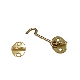 QCAA Forged Brass Cabin Hook Latch & Eye, 3", Vibrated Brass, 1 Pack, Made in Taiwan