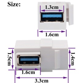 AAOTOKK Right Angle USB 3.0 Keystone Coupler 90 Degree USB 3.0 A Female to Female Keystone Jack Insert Socket Coupler Adapter for Wall Plate Outlet Panel (White/5 Pack)