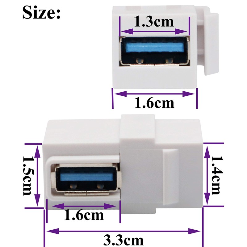 AAOTOKK Right Angle USB 3.0 Keystone Coupler 90 Degree USB
