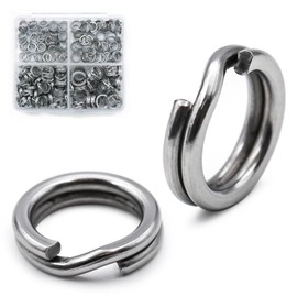 FishTrip Split Rings Fishing 50Pcs - Stainless Steel Heavy Duty Split Ring Pliers Saltwater Treble Hooks Terminal Tackle Connector (Size 12)