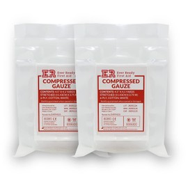 Ever Ready First Aid Compressed Sterile Gauze, 6-Ply Emergency Medical Dressing for First Aid Kits – 4.5” x 4.1 Yards - 2 Pack