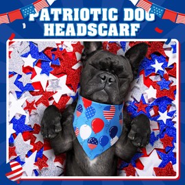 Sumind 100 Pieces Patriotic Dog Bandanas Bulk Bibs Triangle Scarf Star Bandanas for Dogs with Independence Day Patterns for Independence Day Pet Costume Accessories Decoration(Small)