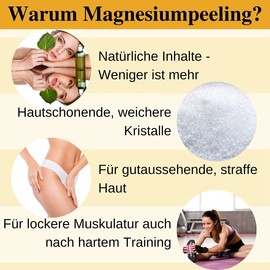SIVASH Magnesium Körperpeeling Body Scrub mit Hibiskus, Hagebutte, Hyaluronsäure, 250ml - Feines Peeling mit Magnesiumchlorid-Kristallen für schönere Haut und lockere Muskulatur