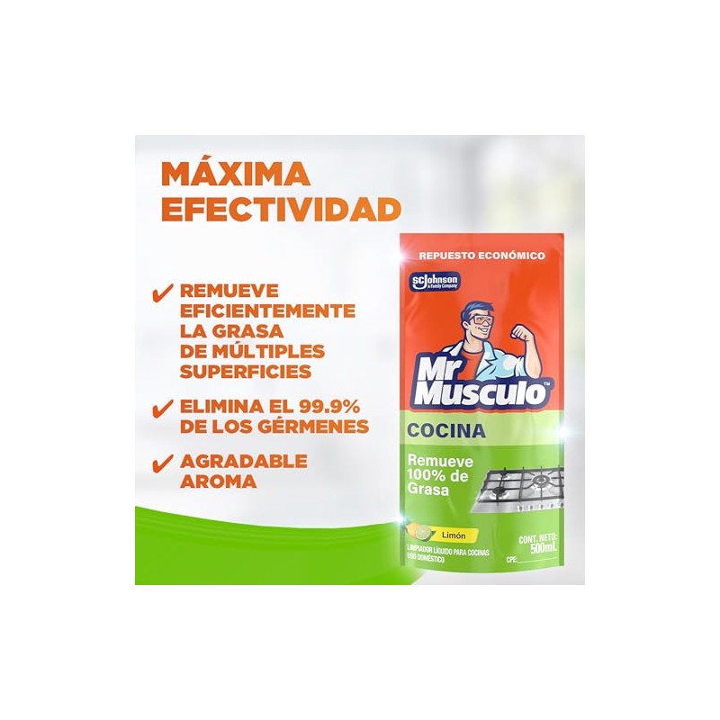 Mr Músculo Limpiador Líquido para Cocinas y Múltiples Superficies, Aroma