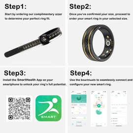 Loluka Smart Ring with Step Tracker Health Tracker with Sleep Monitor Heart Rate Monitor Family Care Fitness Ring Fitness Tracker No Subscription Fee for Android iOS Black 11