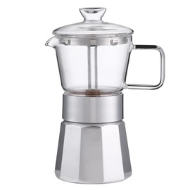 SIXAQUAE Moka Stovetop Espresso Maker,Crystal Glass-top & Aluminum Espresso Moka Pot,Classic Italian coffee maker,240ml(6cup)