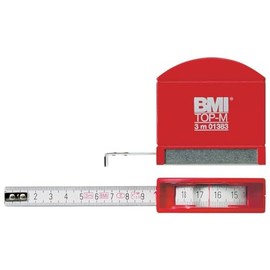 BMI 406341030 7646970003 Pocket Measuring Tape with Sight Window, White/Red, 3 m x 13 mm