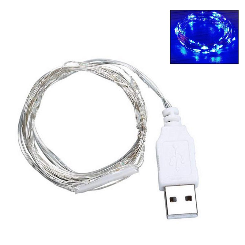 Fidt 9ft 30 LED USB String Lights Silver Wire String