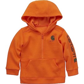 Carhartt Boys' Long-Sleeve Half-Zip Hooded Sweatshirt, Exotic Orange, 24 Months