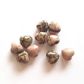 "N/A" Angelgogo 10 Pcs Natural Rhodonite Mini Heart Love Healing Palm Crystal Energy Gemstones Chakra Reiki Balancing(0.6 Inchs)