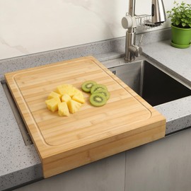 BAMOTTO CRAFTBAMBOO 15.8x22 Inch Large Bamboo Cutting Board Sink Cover