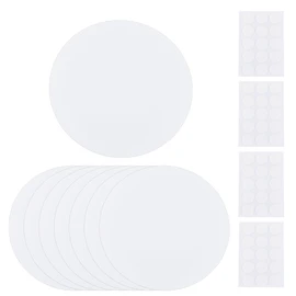 SUPERFINDINGS 8Pcs Wall Hole Cover Sheets with 60Pcs Plastic Stickers 30cm Plastic Ceiling Cover Plate Dustproof Covers Plate Flat Round Frosted Blank Plates for Wall Plasterboard Hole Covering