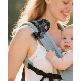 AMACOOL Mini Baby Fan with Clip for Carrier/Baby Car Seat/Bassinet, 3-Speed Portable Fan, 10H Cooling Rechargeable, Ultra Light 0.24 lb, Safe Gaps, 360° Rotatable for Diaper Backpack Stroller Travel