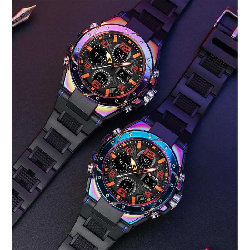 CdyBox Men Tactical Watch Waterproof Military Sport Work Digital Analog