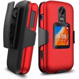 Rome Tech Belt Clip Case for TCL Flip 2 (Tracfone T408DL) / TCL Go Flip 2 (Unlocked 4058G) - Red