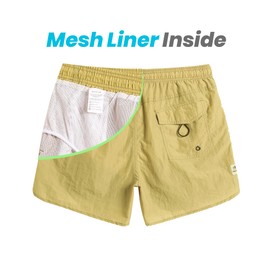 maamgic Mens Swim Trunks 5" with Mesh Lining Quick Dry Bathing Suits for Men Swim Shorts Swimwear Nylon Earth Yellow Medium