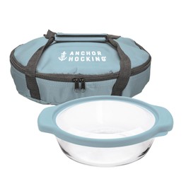 Anchor Hocking 3 Pc. 2 Qt. Oven Basics Casserole Dish w/Mineral Blue TrueFit™ Lid