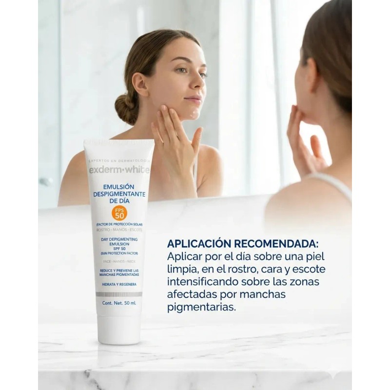 Exderm White Despigmentante Dia Protector Solar Fps Antimanchas 50ml Desvanece