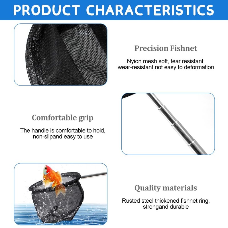 2Pcs Aquarium Fish Net, Tiny Fish Tank Net, Soft Round/Square