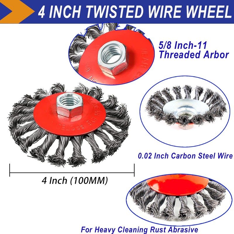 4 Inch Wire Wheel Brush Set for Grinder, DaduoRi 6